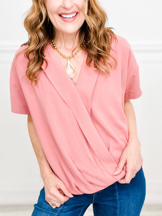 So Chic Classic Collared Lined Top with V-Neckline