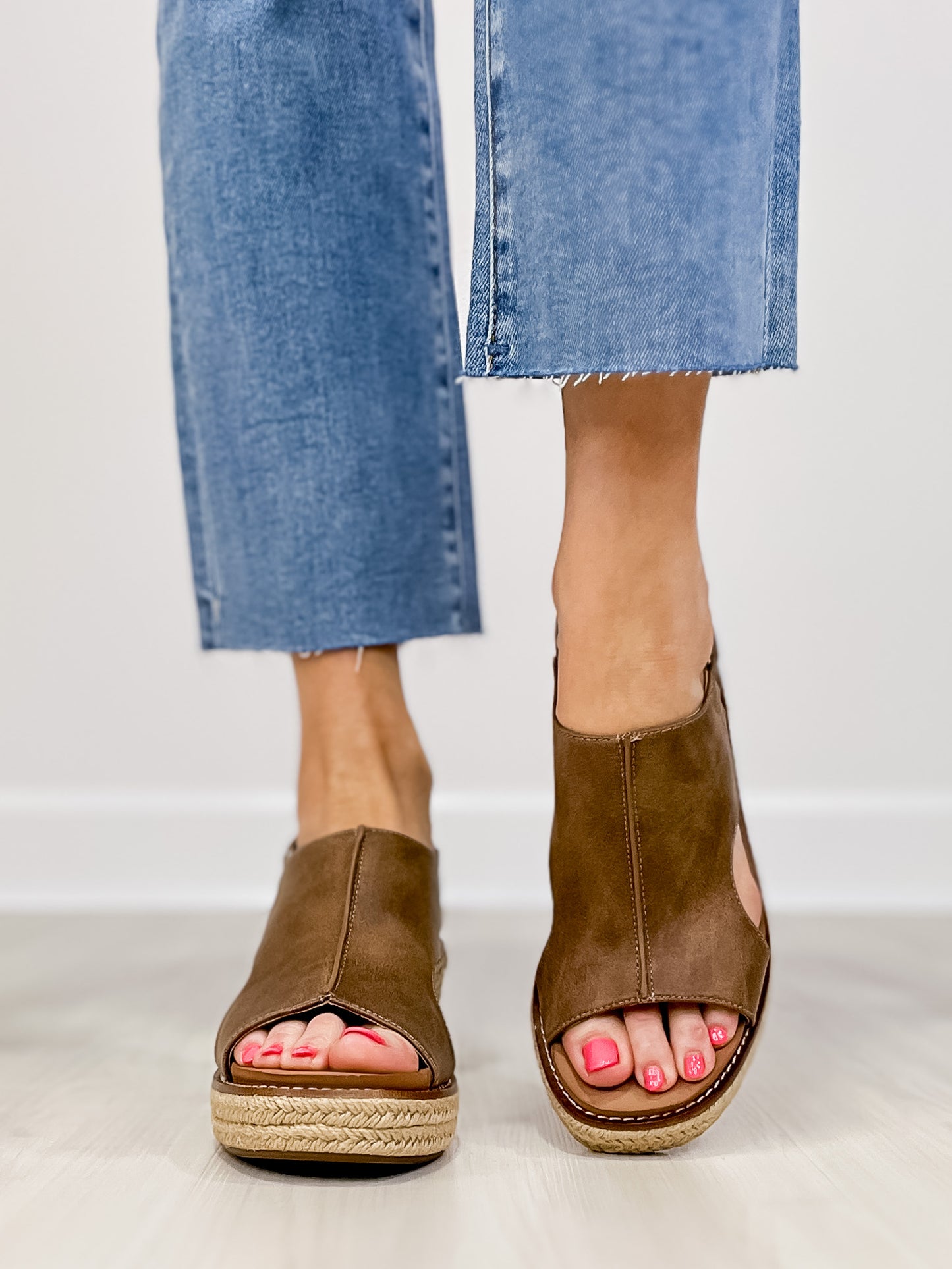 Corkys K BYE Raffia Bottom Wedges in Tan