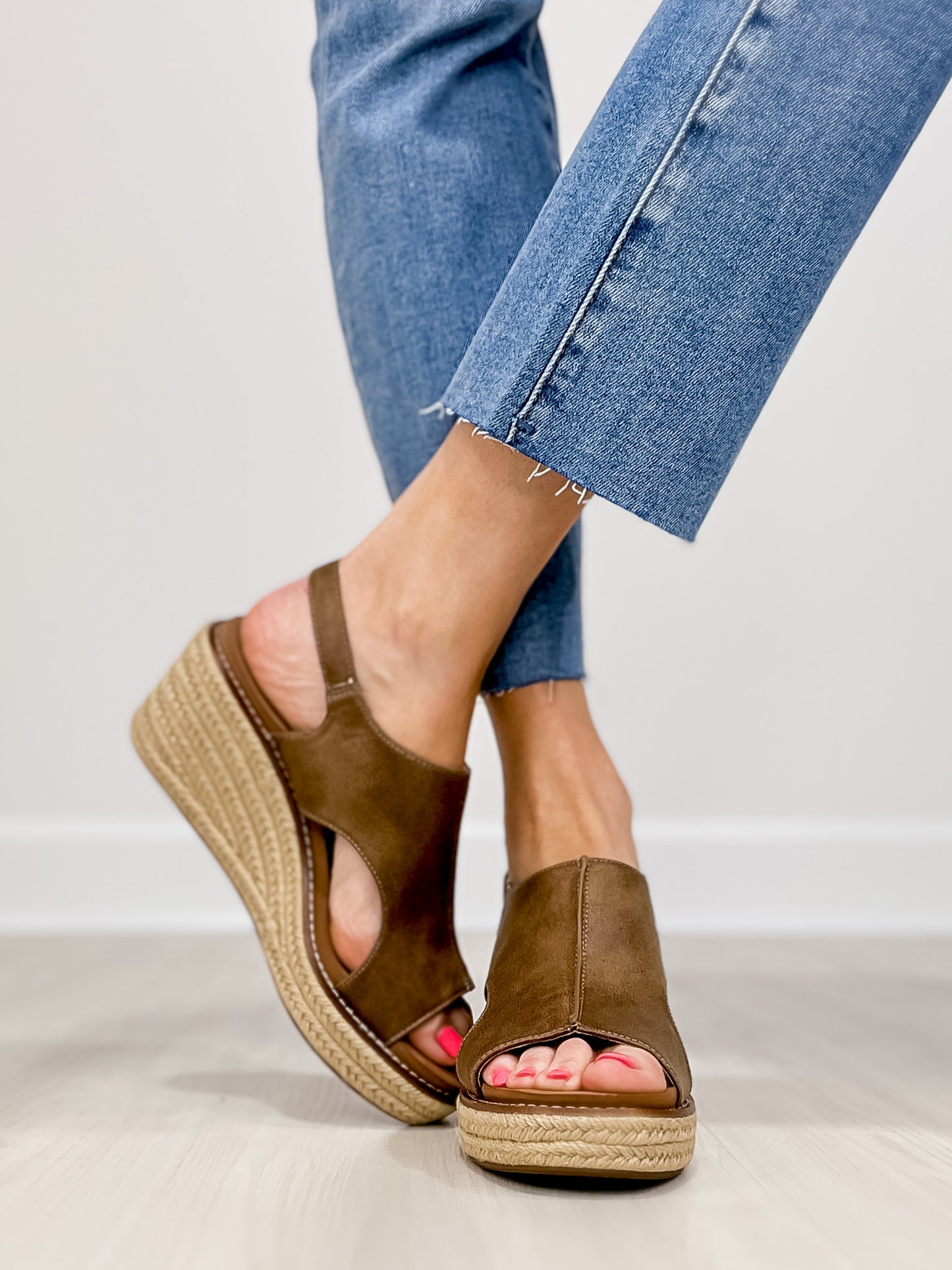 Corkys K BYE Raffia Bottom Wedges in Tan