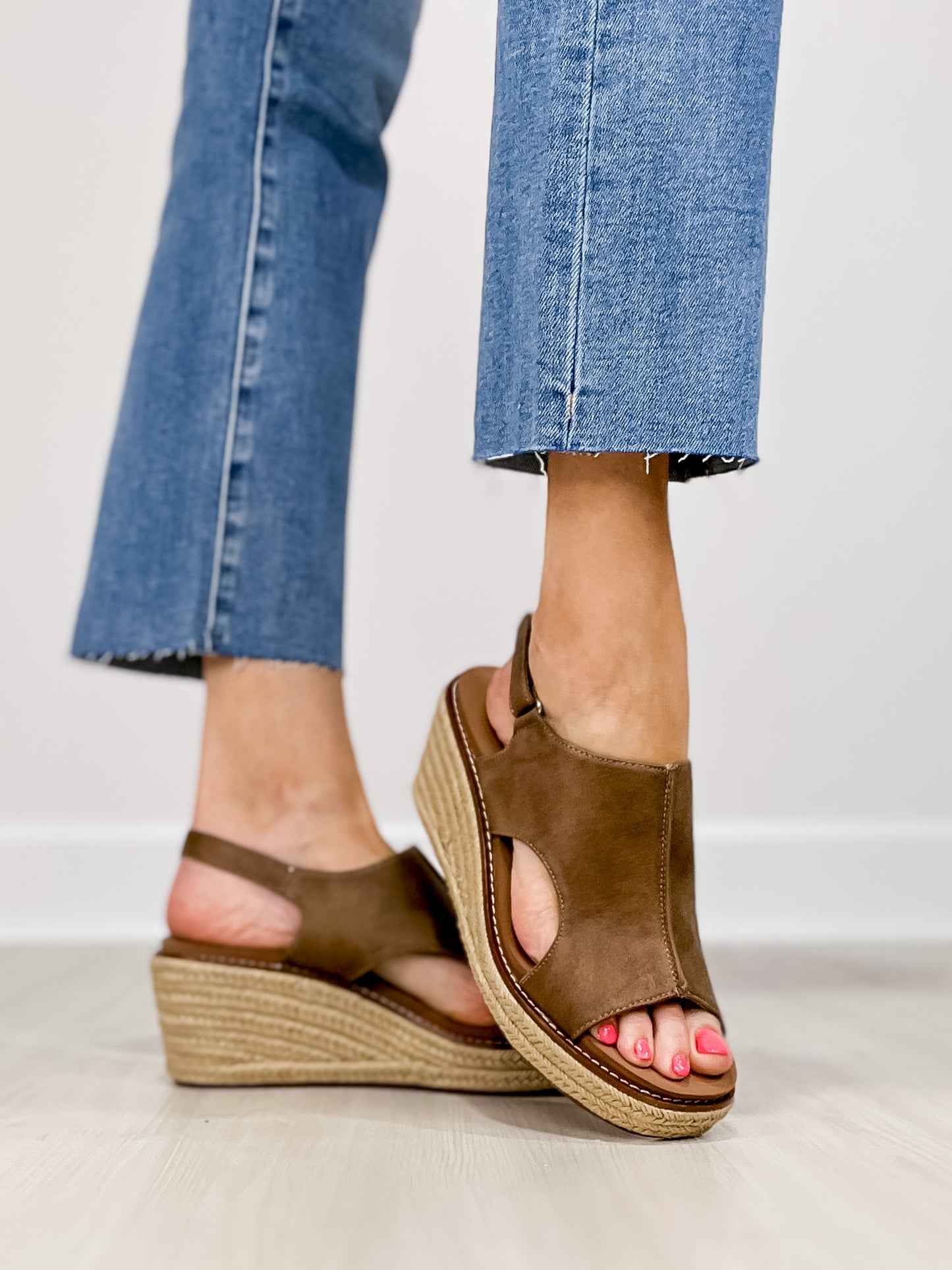 Corkys K BYE Raffia Bottom Wedges in Tan