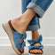 Good Choice Cosmos Double Bow Sandals in Denim Blue