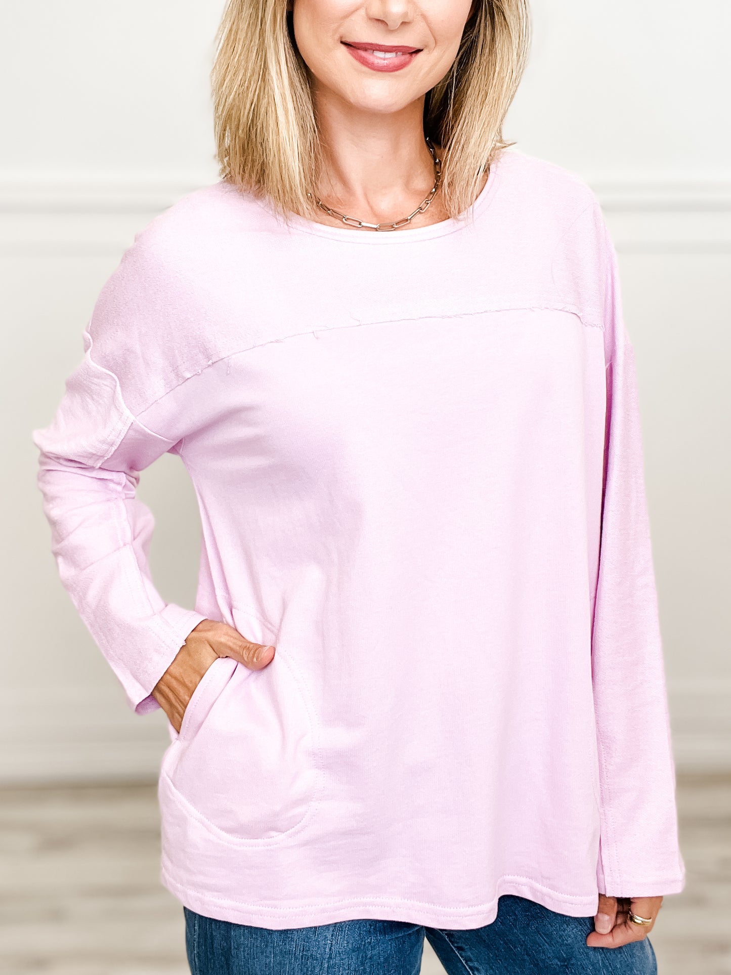 French Terry Oversized Top with Side Pockets