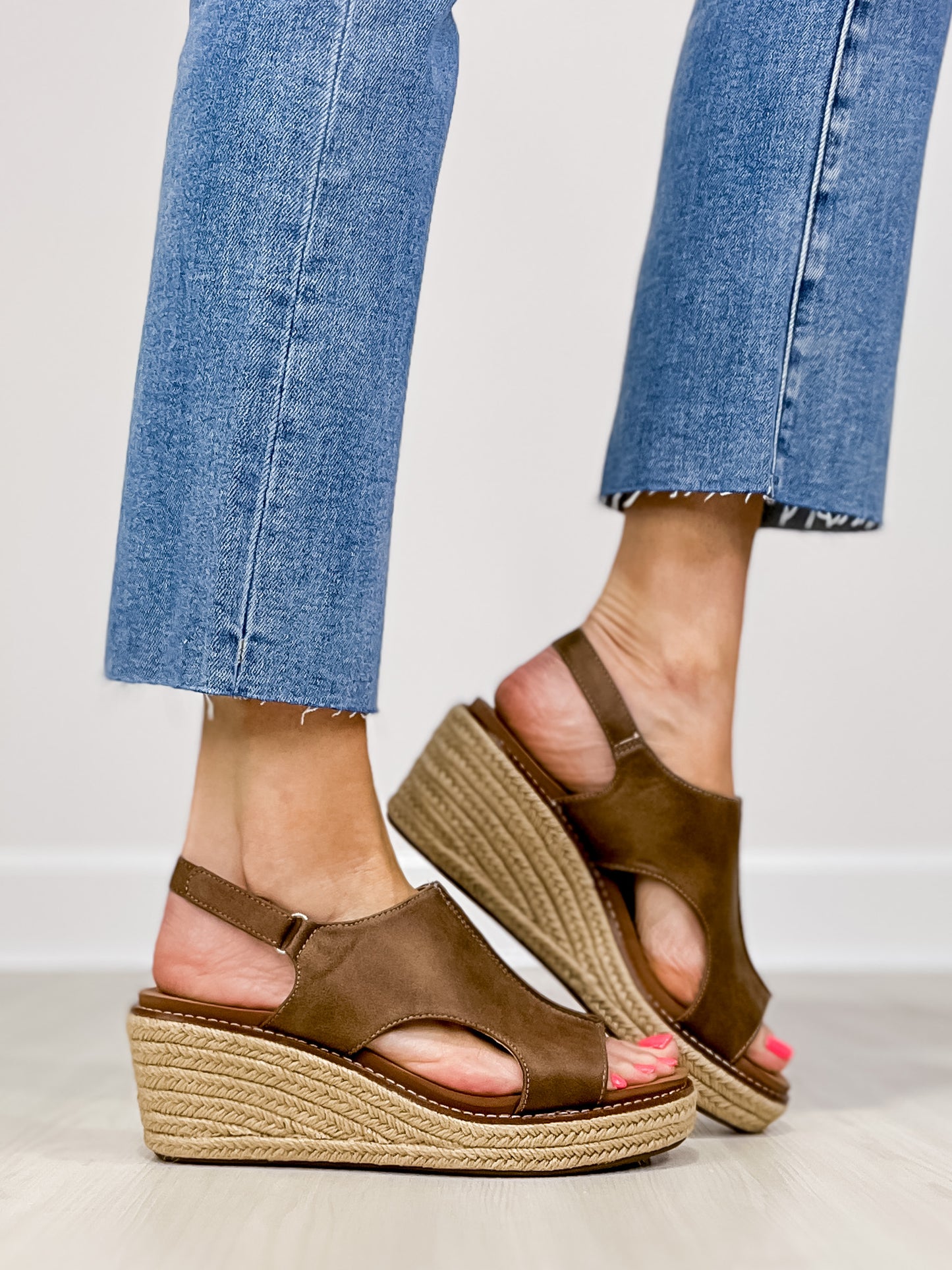 Corkys K BYE Raffia Bottom Wedges in Tan