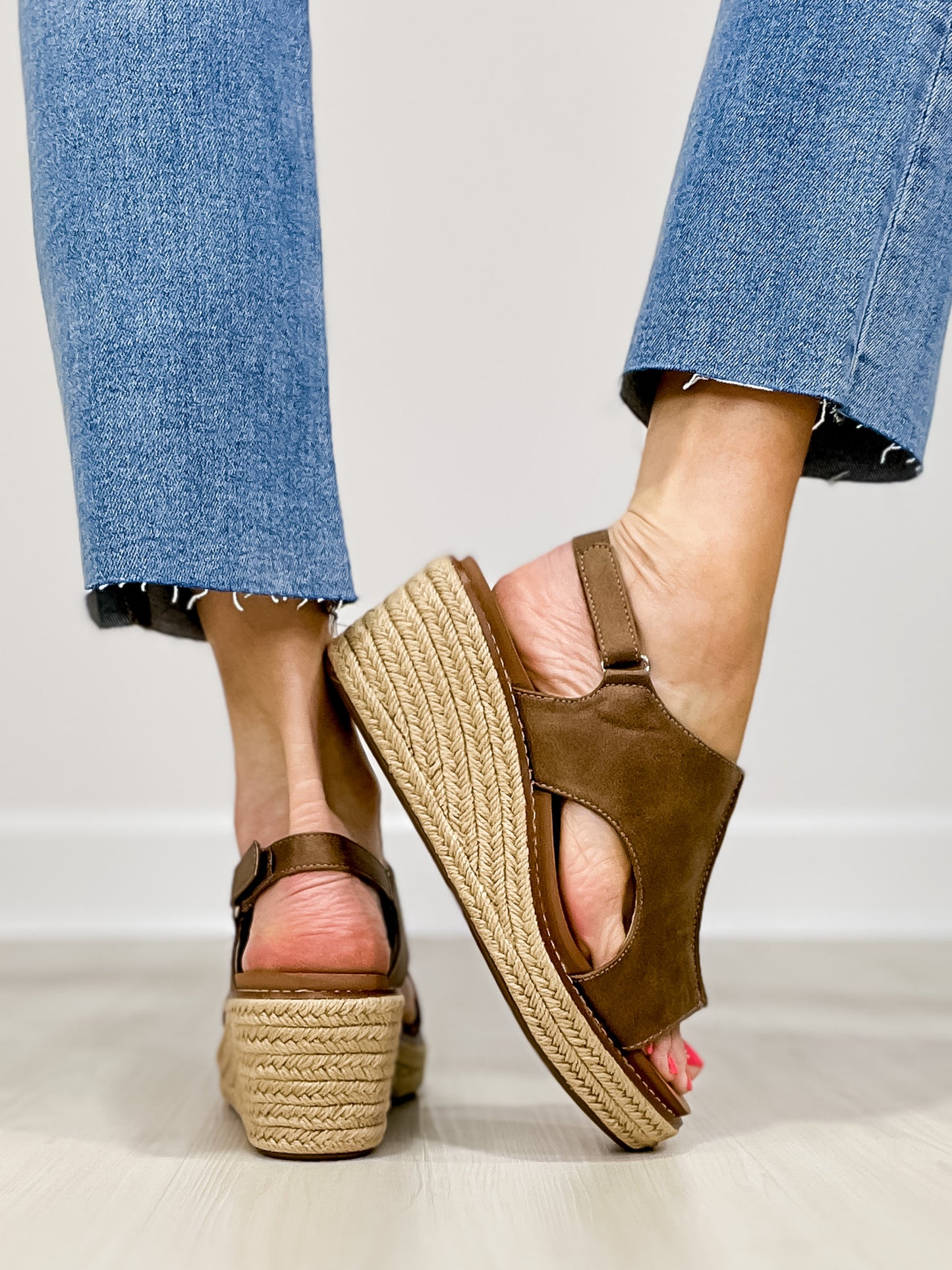 Corkys K BYE Raffia Bottom Wedges in Tan