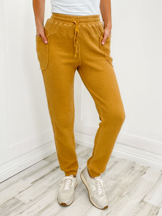 Sweet Caroline Mineral Washed Waffle Lounge Jogger Pants