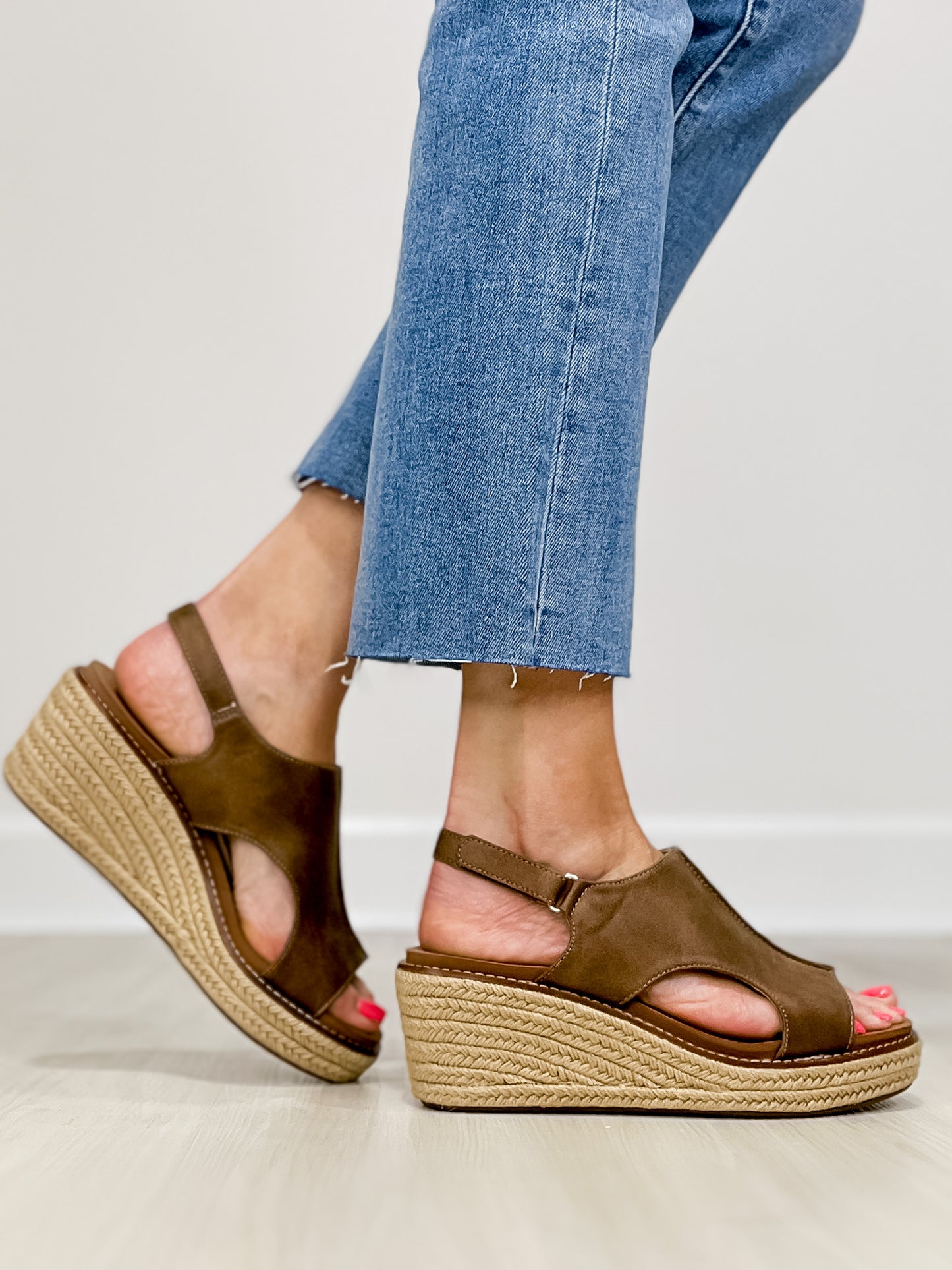 Corkys K BYE Raffia Bottom Wedges in Tan