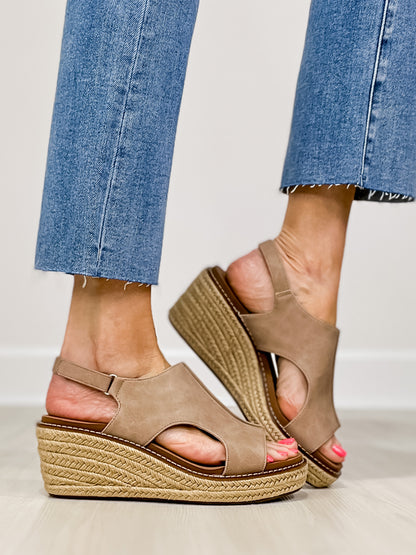 Corkys K BYE Raffia Bottom Wedges in Taupe