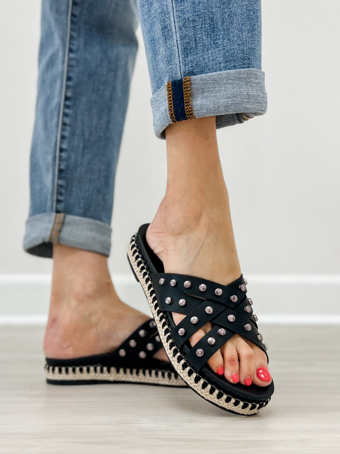 Good Choice Loola Stud Espadrille Sandals in Black