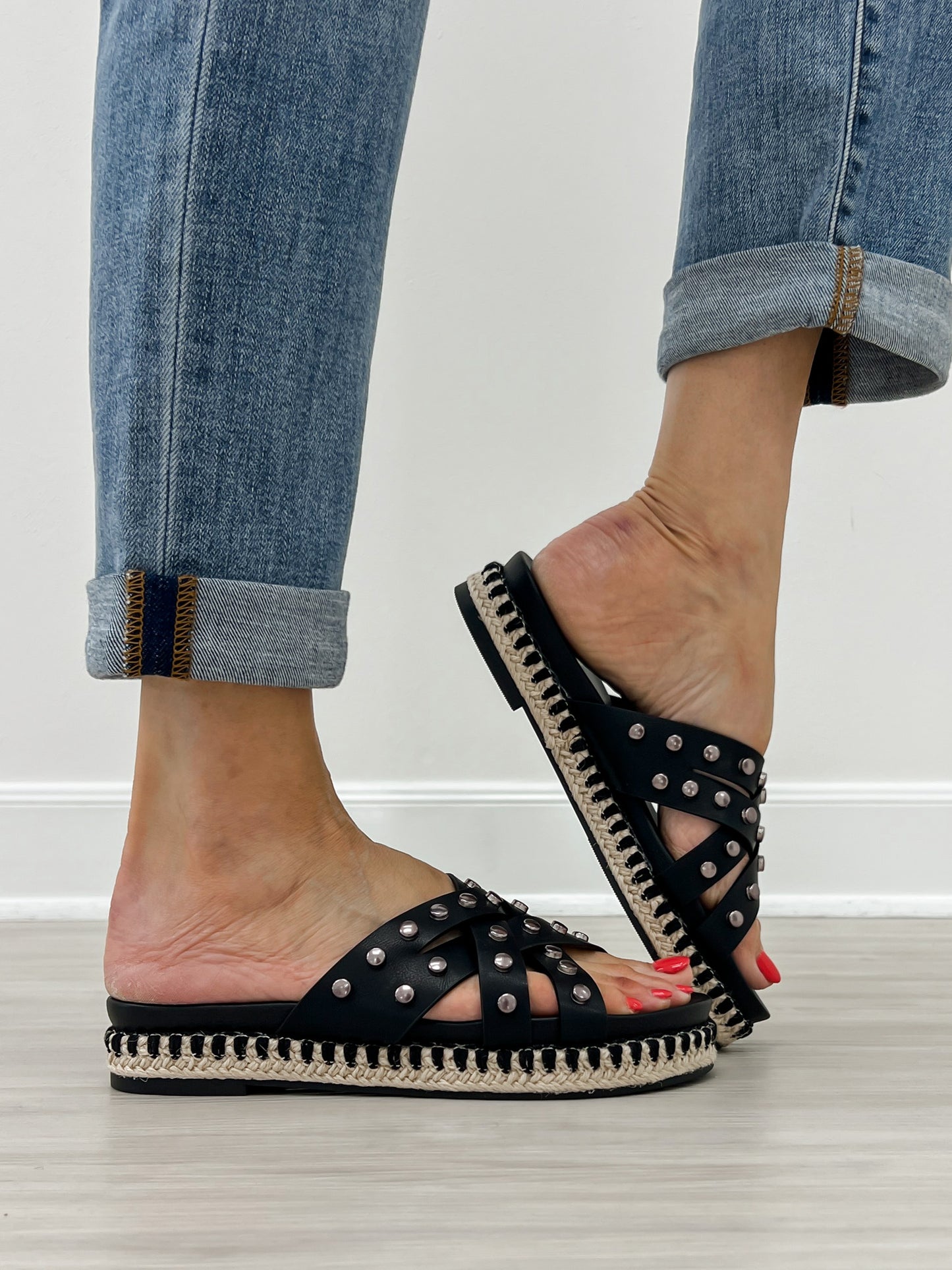 Good Choice Loola Stud Espadrille Sandals in Black