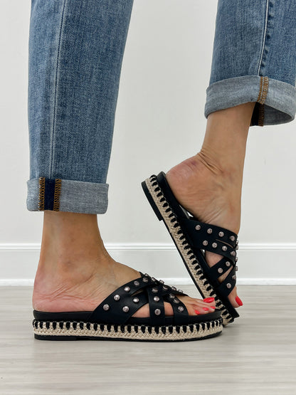 Good Choice Loola Stud Espadrille Sandals in Black