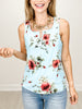 Floral Ribbed V-Neck Tank Top in Mint