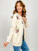 Zipper Front Hooded Jacket with Sequin Football Appliques