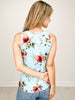 Floral Ribbed V-Neck Tank Top in Mint
