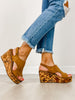 Corkys Freddie Wedge Sandals in TOBACCO FAUX SUEDE