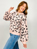 Leopard Print Long Sleeve Knit Sweater