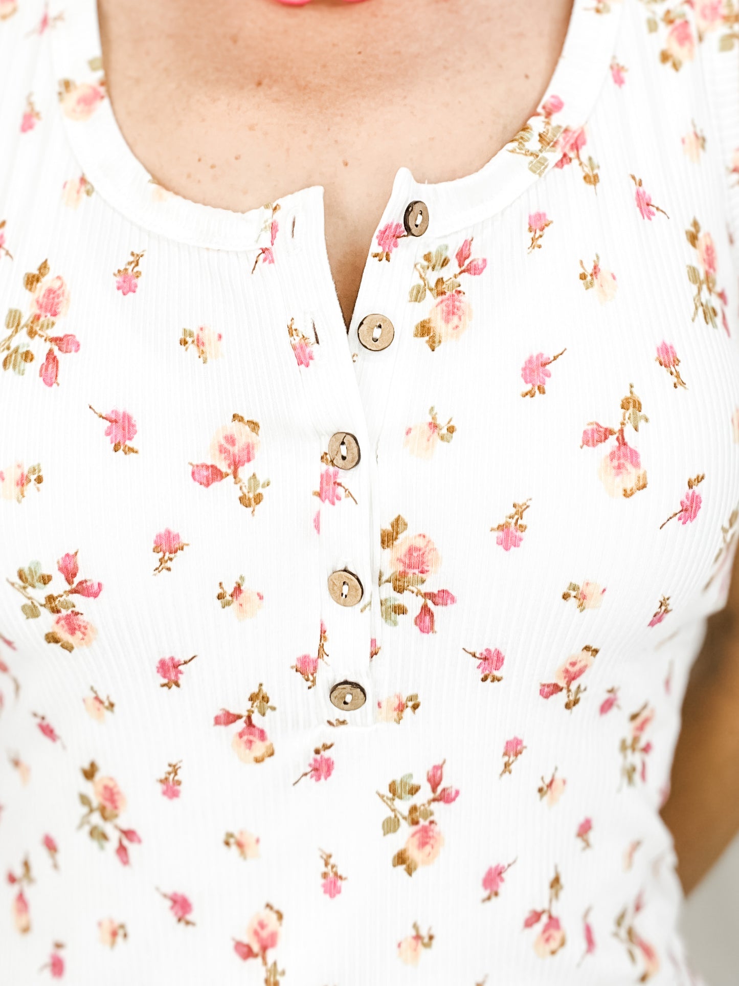Floral Print Henley Tank Top