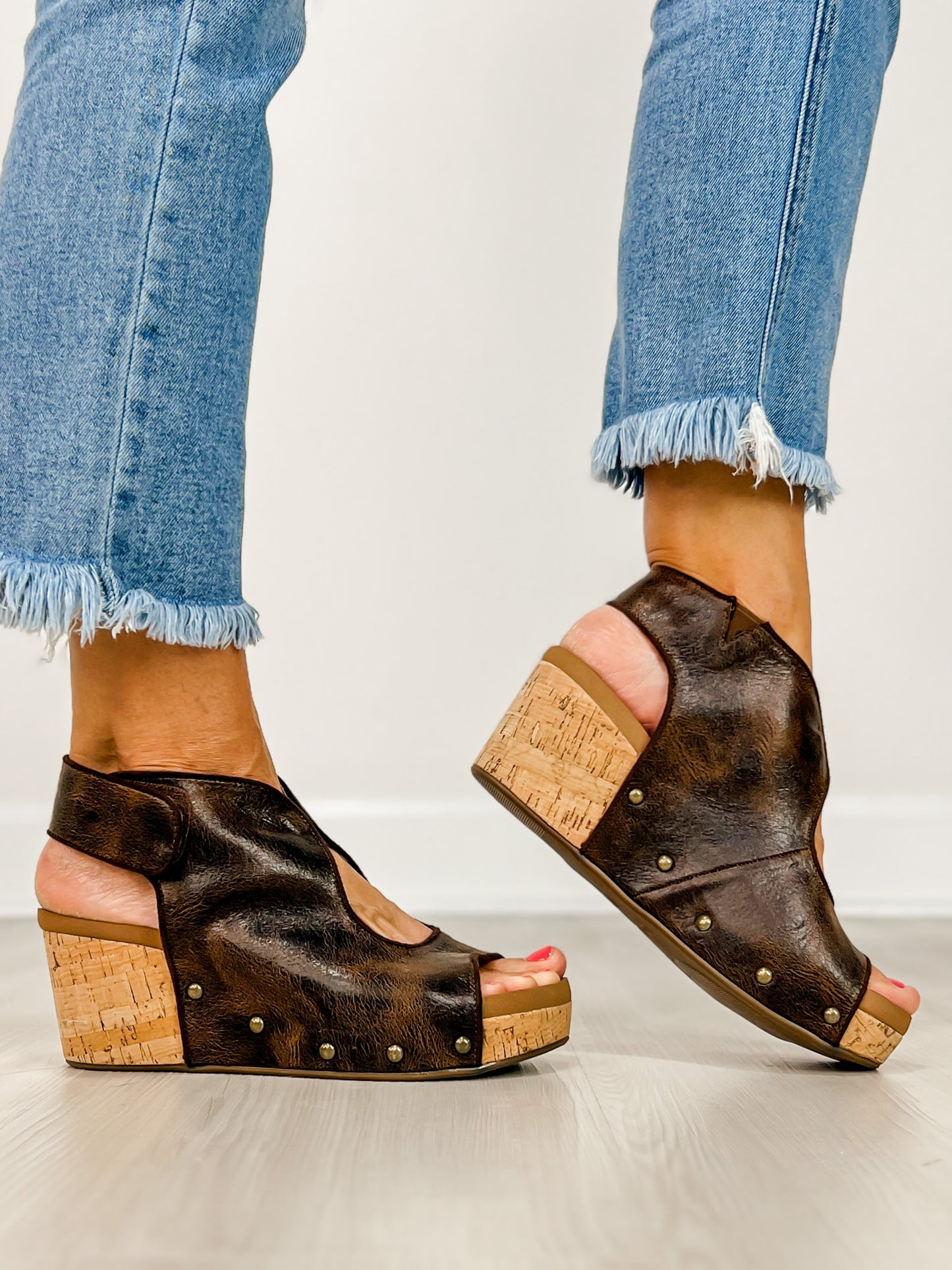 Corkys Frisky Wedge Sandals in Espresso Crinkle