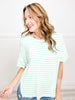 Half Sleeve Striped Knit Top