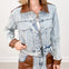 Faux Leather Color Block Denim Jacket