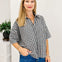 Quarter Sleeve Buttone Down Cropped Top