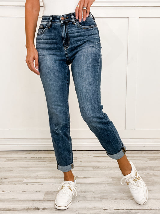 Judy Blue LEGEND Hi-Rise Bleach Splash Boyfriend Jeans