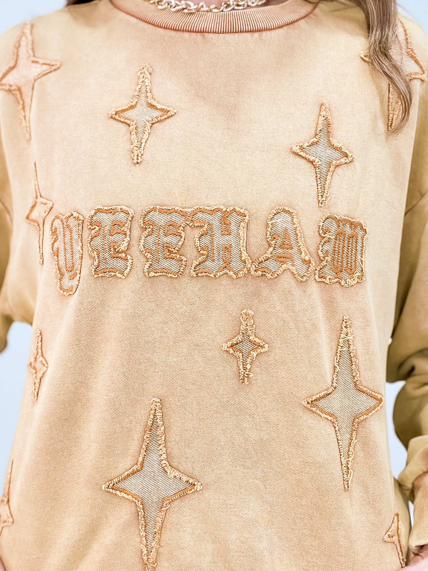 Distressed Vintage Wash YEE-HAW Embroidered Sweatshirt