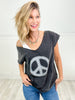 V-Neck Peace Printed Classic Knit Top - A