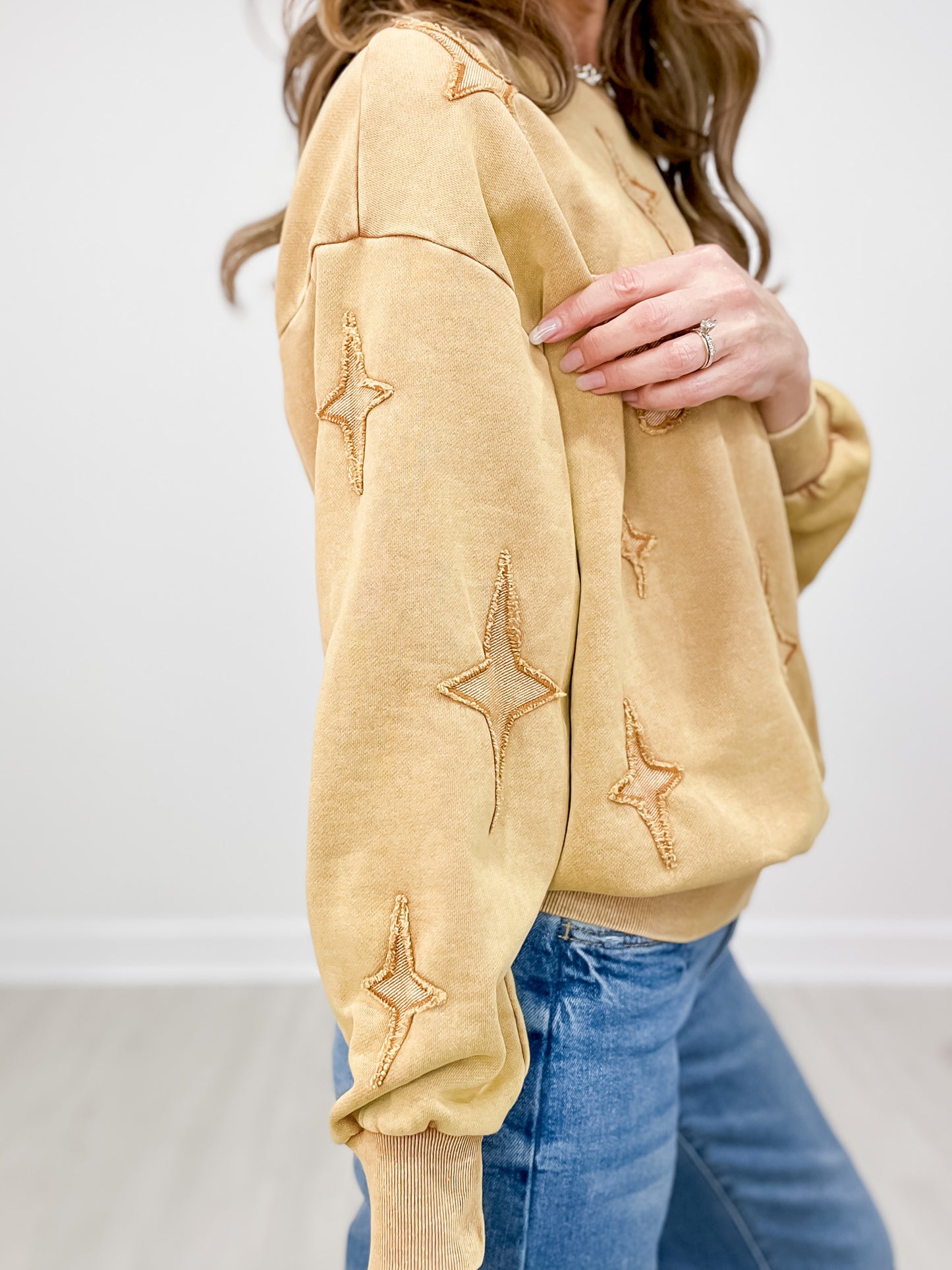 Distressed Vintage Wash YEE-HAW Embroidered Sweatshirt