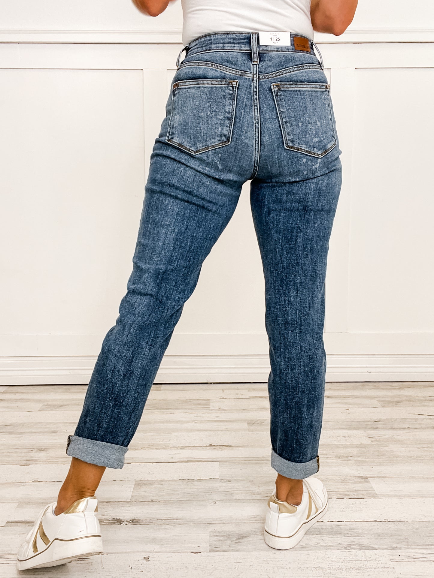 Judy Blue LEGEND Hi-Rise Bleach Splash Boyfriend Jeans