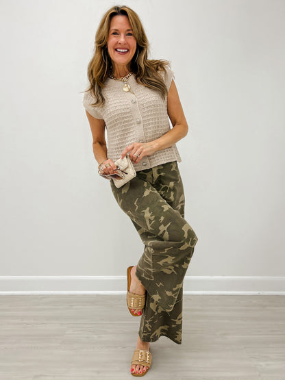 Camouflage Print Stretch Pants