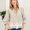 Striped Half Sleeve Top with Lace Trim