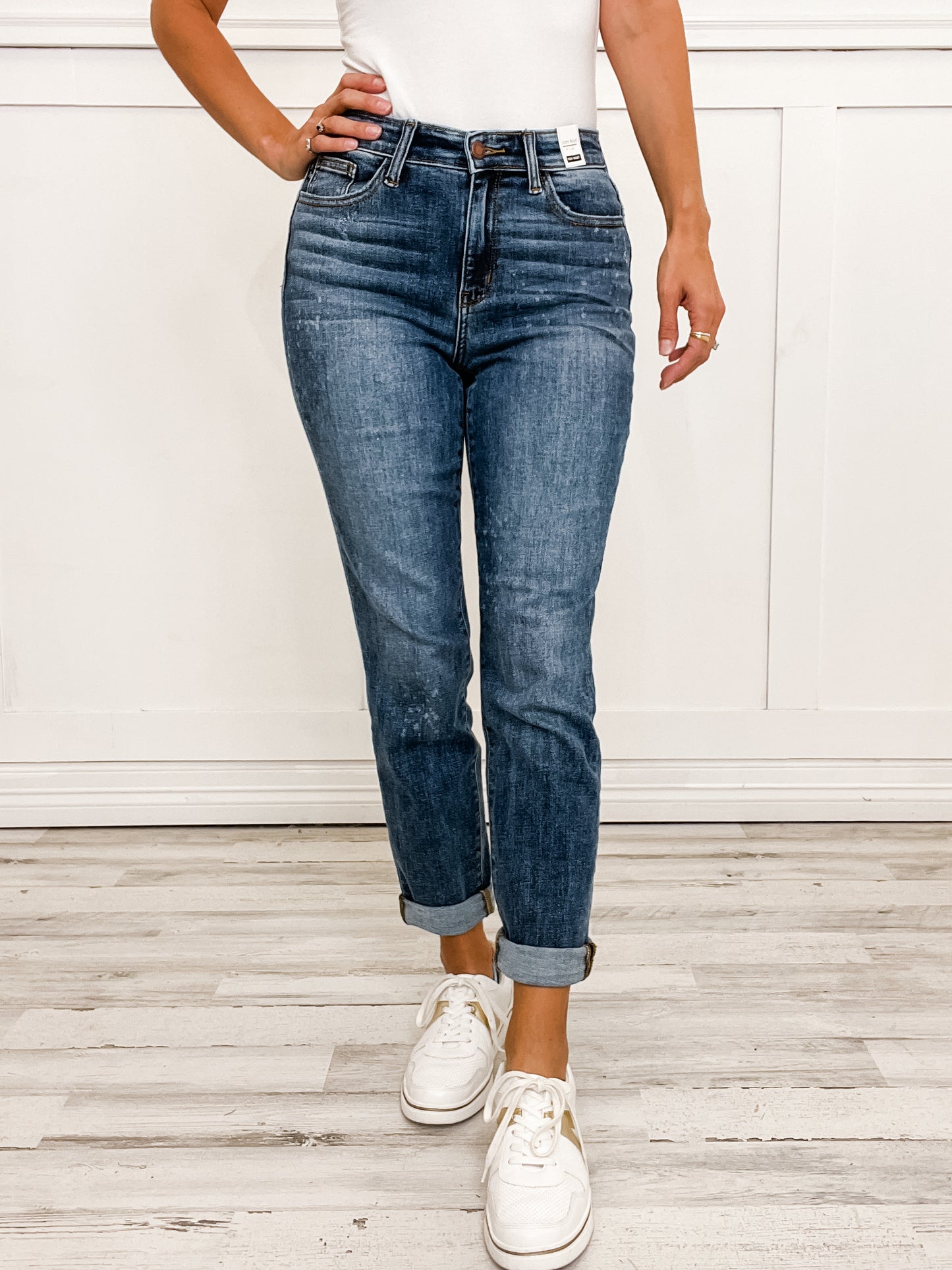 Judy Blue LEGEND Hi-Rise Bleach Splash Boyfriend Jeans