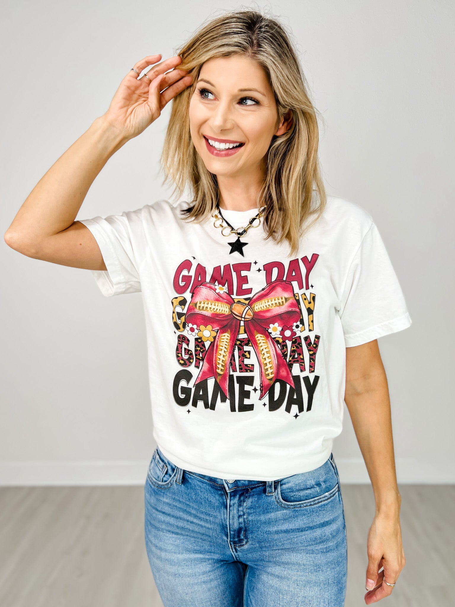 Game Day Bow and Football Custom Graphics