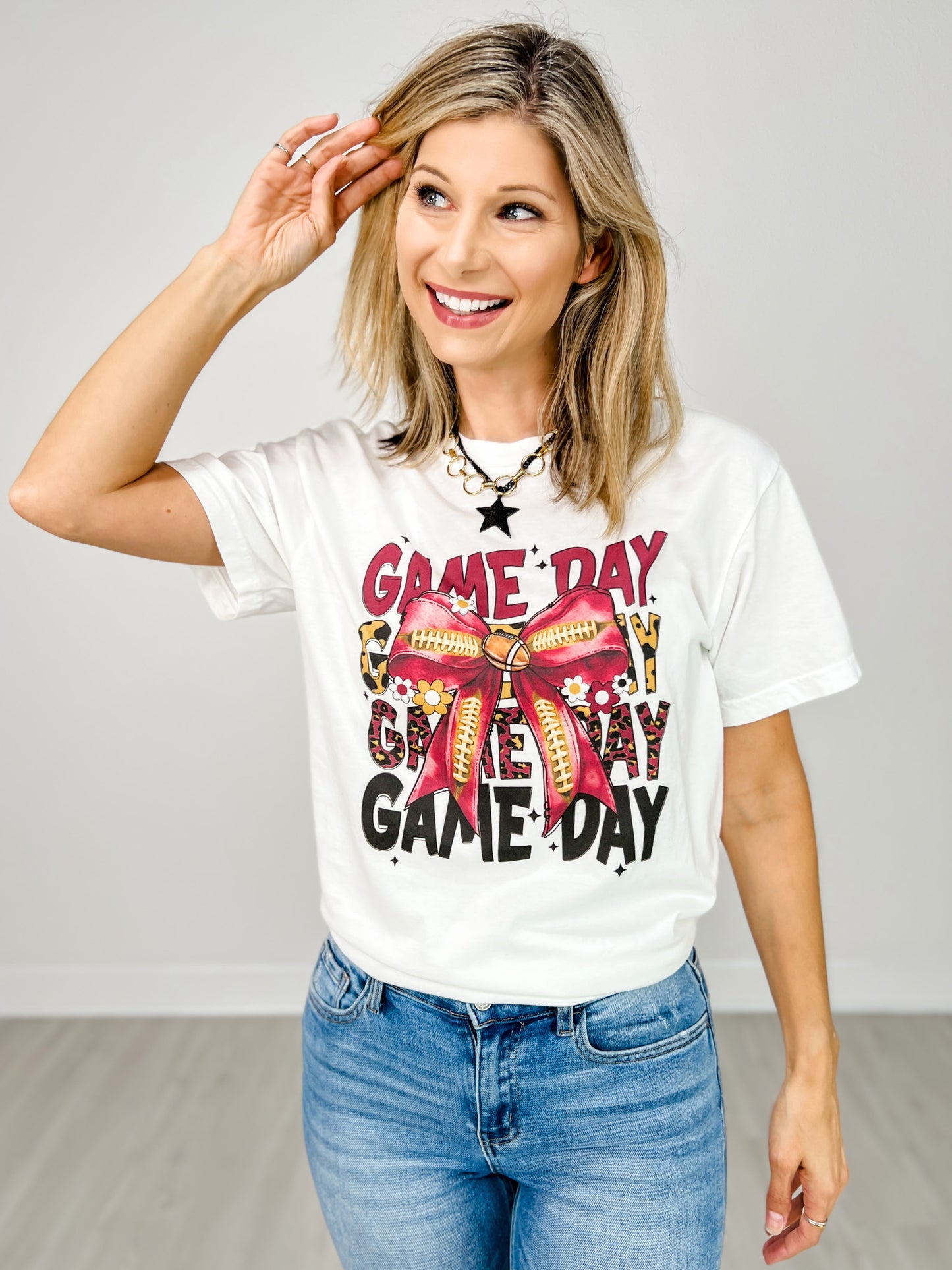 Game Day Bow and Football Custom Graphics