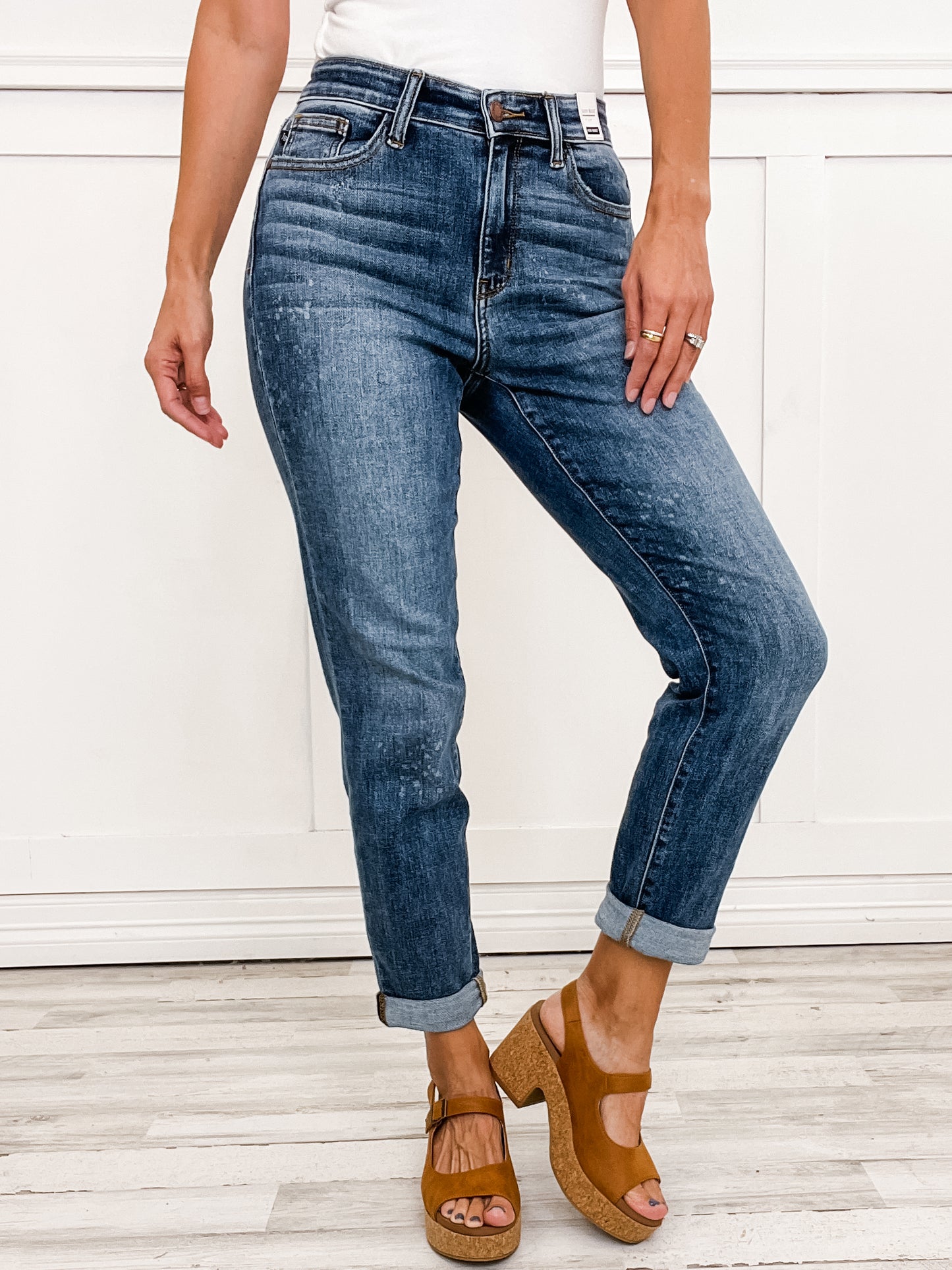 Judy Blue LEGEND Hi-Rise Bleach Splash Boyfriend Jeans