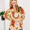 Floral Short Puff Sheeve Top Featuring a Smocked V Neck