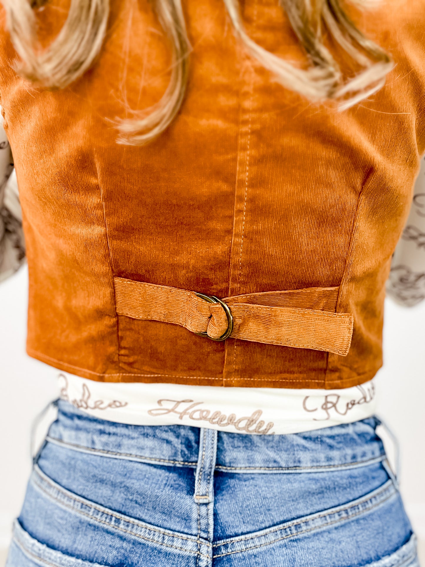 Corduroy Crop Studded Vest