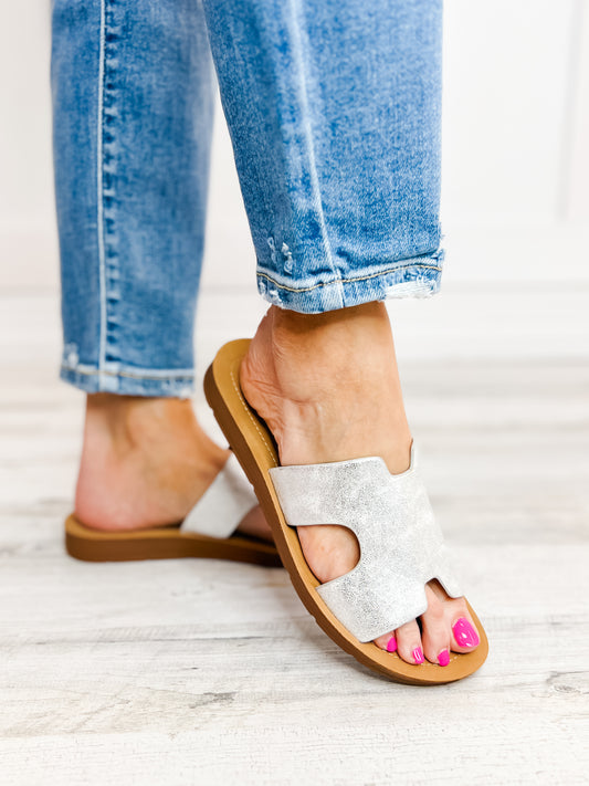 Corkys Bogalusa Slip-On Sandals in New Silver Metallic