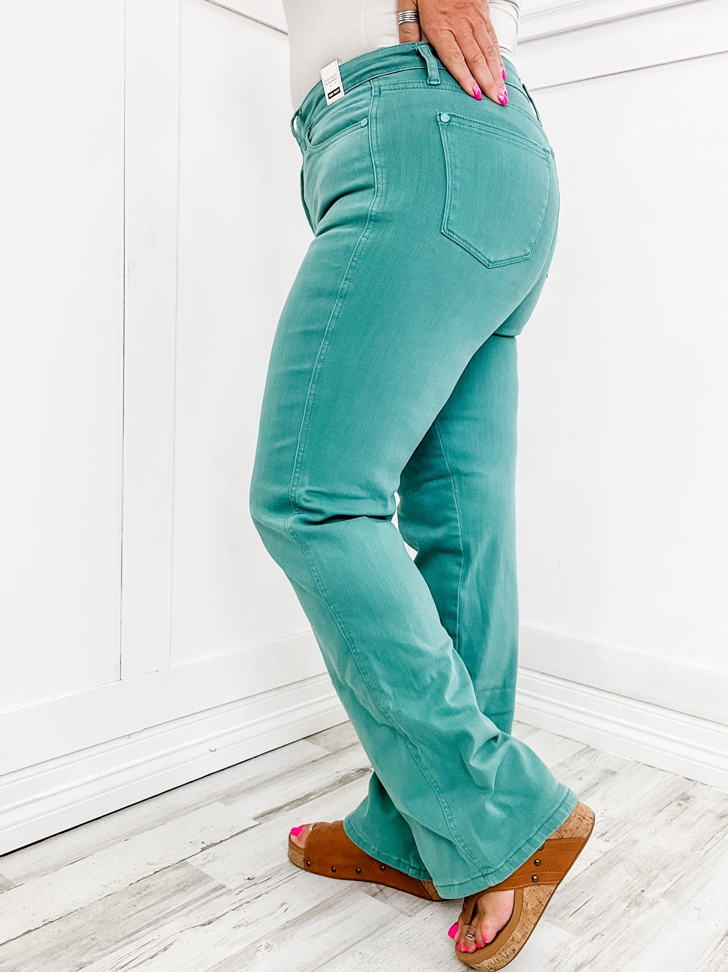 Judy Blue High Waist Sea Green Garment Dyed 90's Straight Jeans