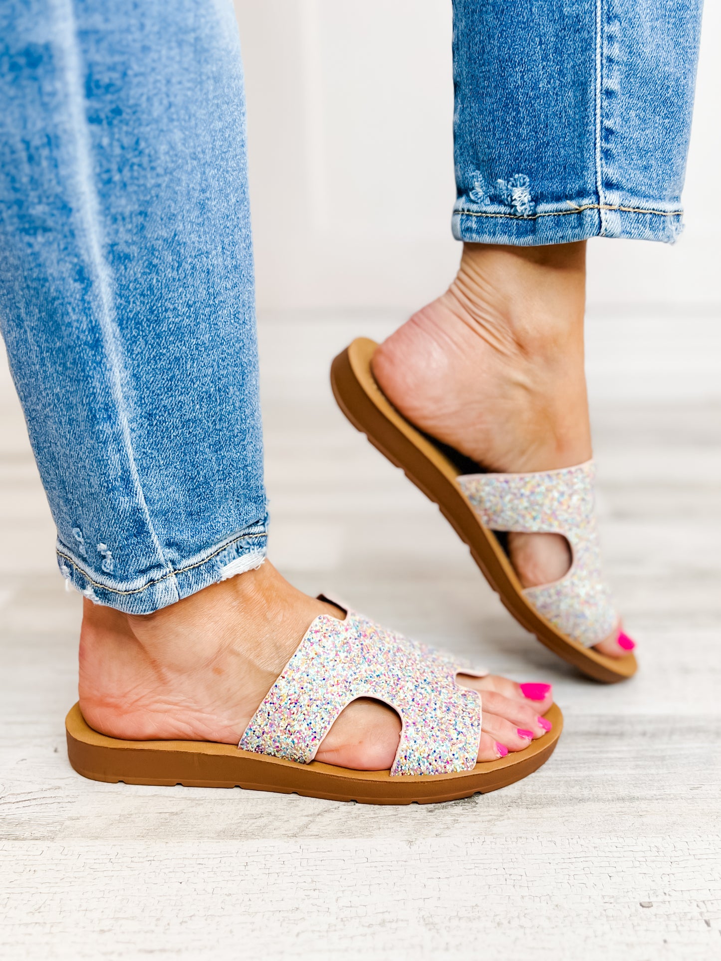 Corkys Bogalusa Slip-On Sandals in Mermaid Glitter