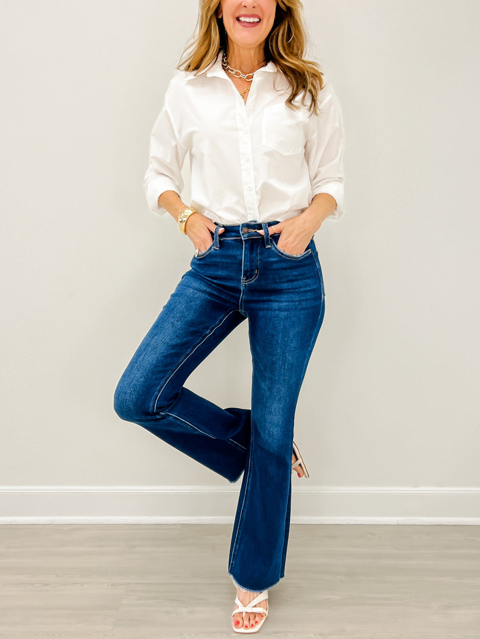 Lovervet MAIN CHARACTER High Rise Raw Hem Bootcut Jeans