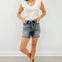 Judy Blue Hi-Rise Button Fly Cuffed Grey Denim Shorts