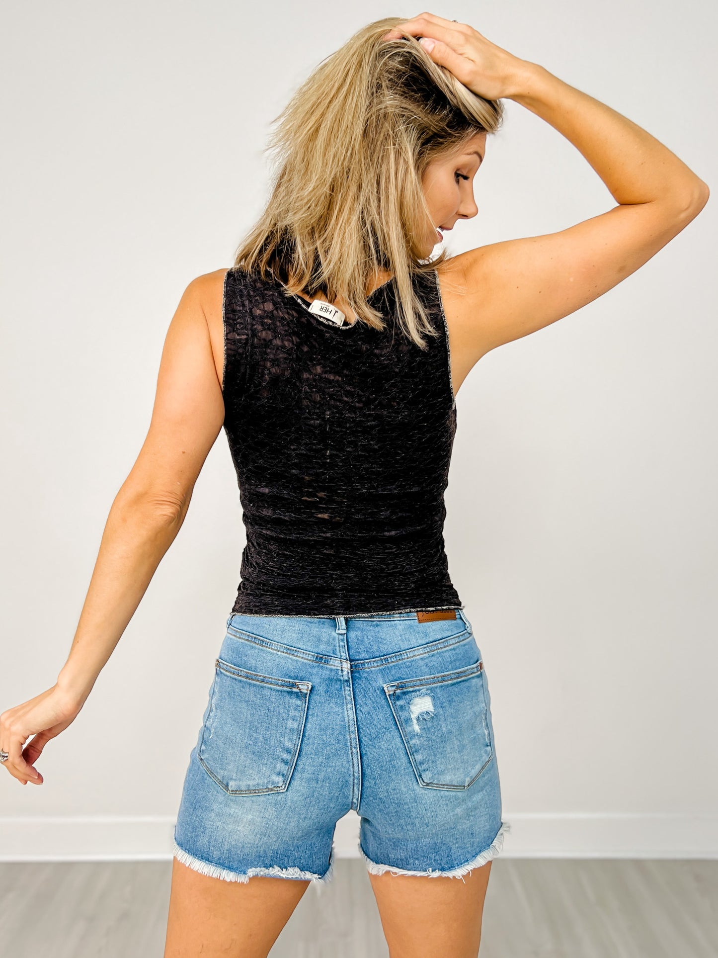 Mineral Washed Lace Sleeveless Top