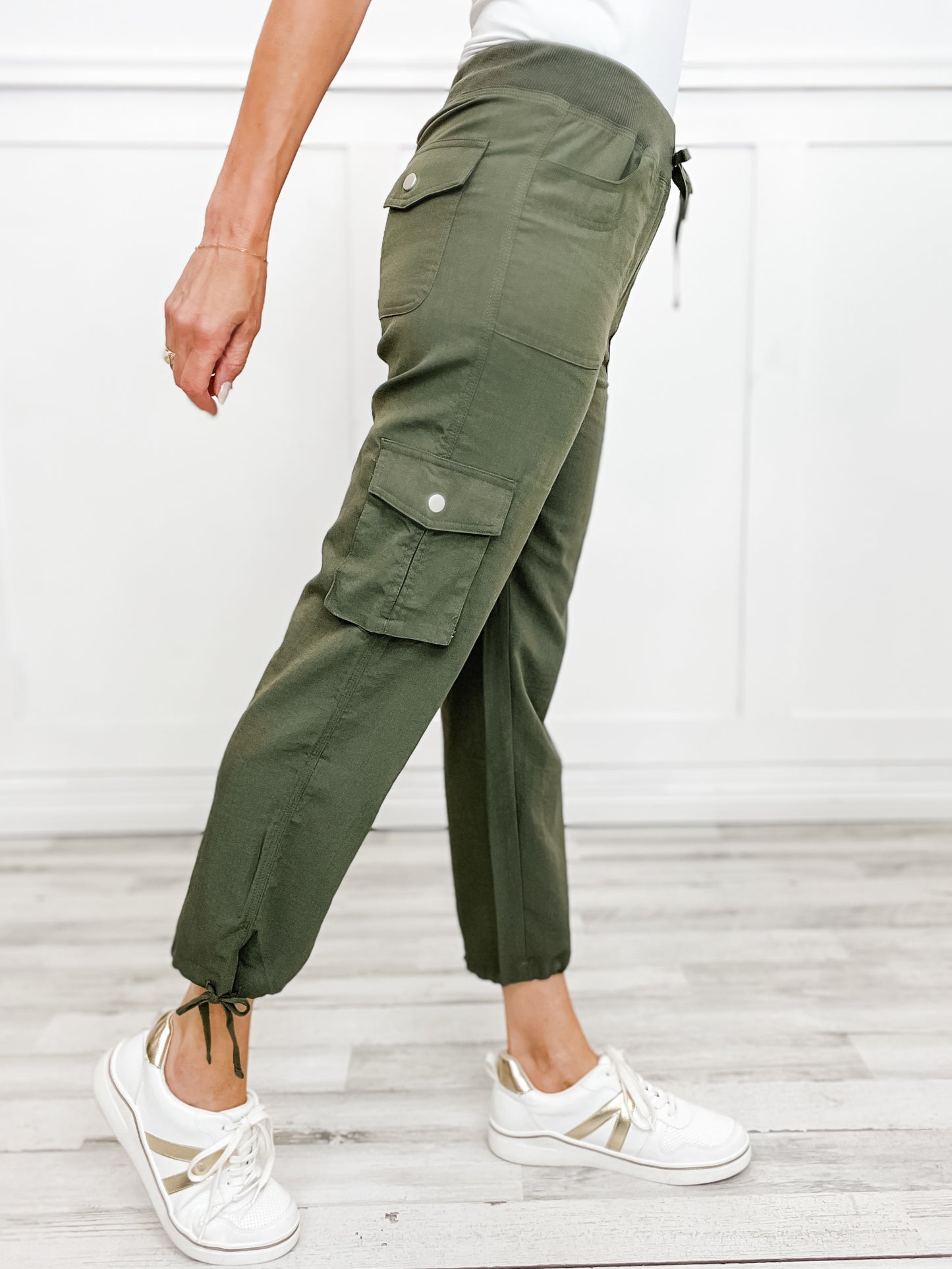 Draw String Nylon Cargo Pants