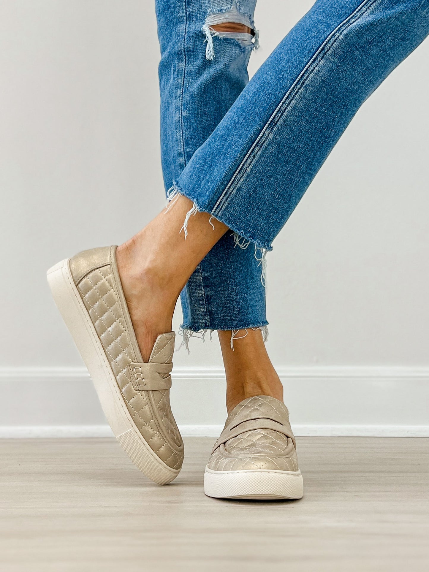 Corkys Guilty As Charged Quilted Loafers in GOLD WASHED METALLIC