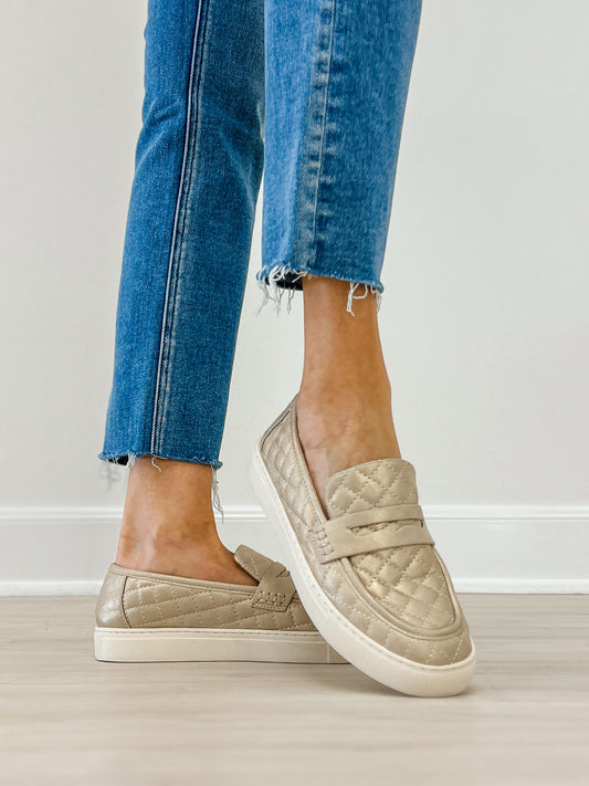 Corkys Guilty As Charged Quilted Loafers in GOLD WASHED METALLIC