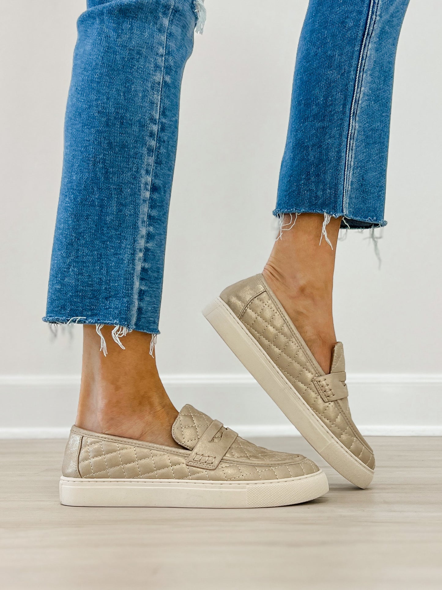 Corkys Guilty As Charged Quilted Loafers in GOLD WASHED METALLIC
