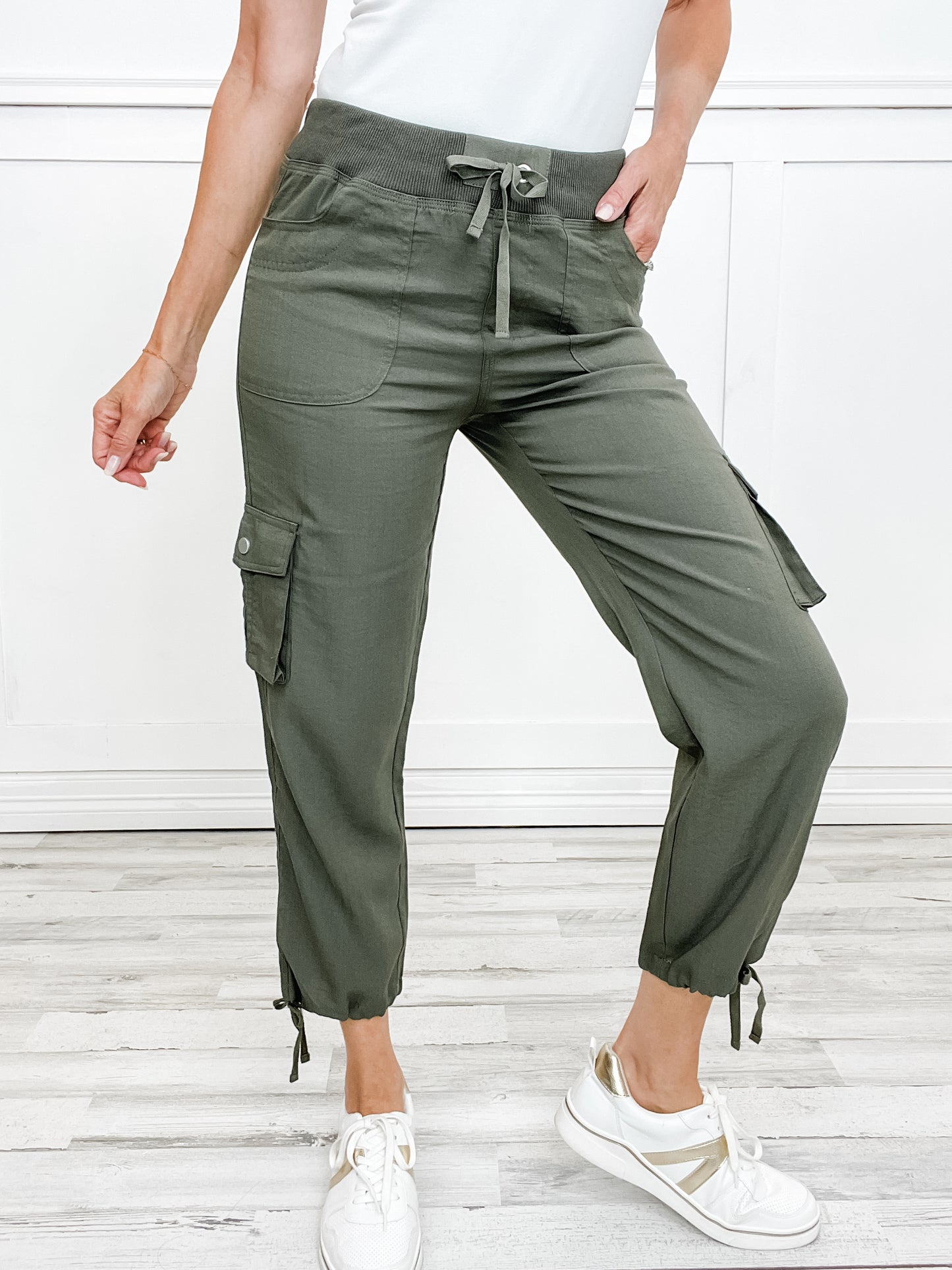 Draw String Nylon Cargo Pants