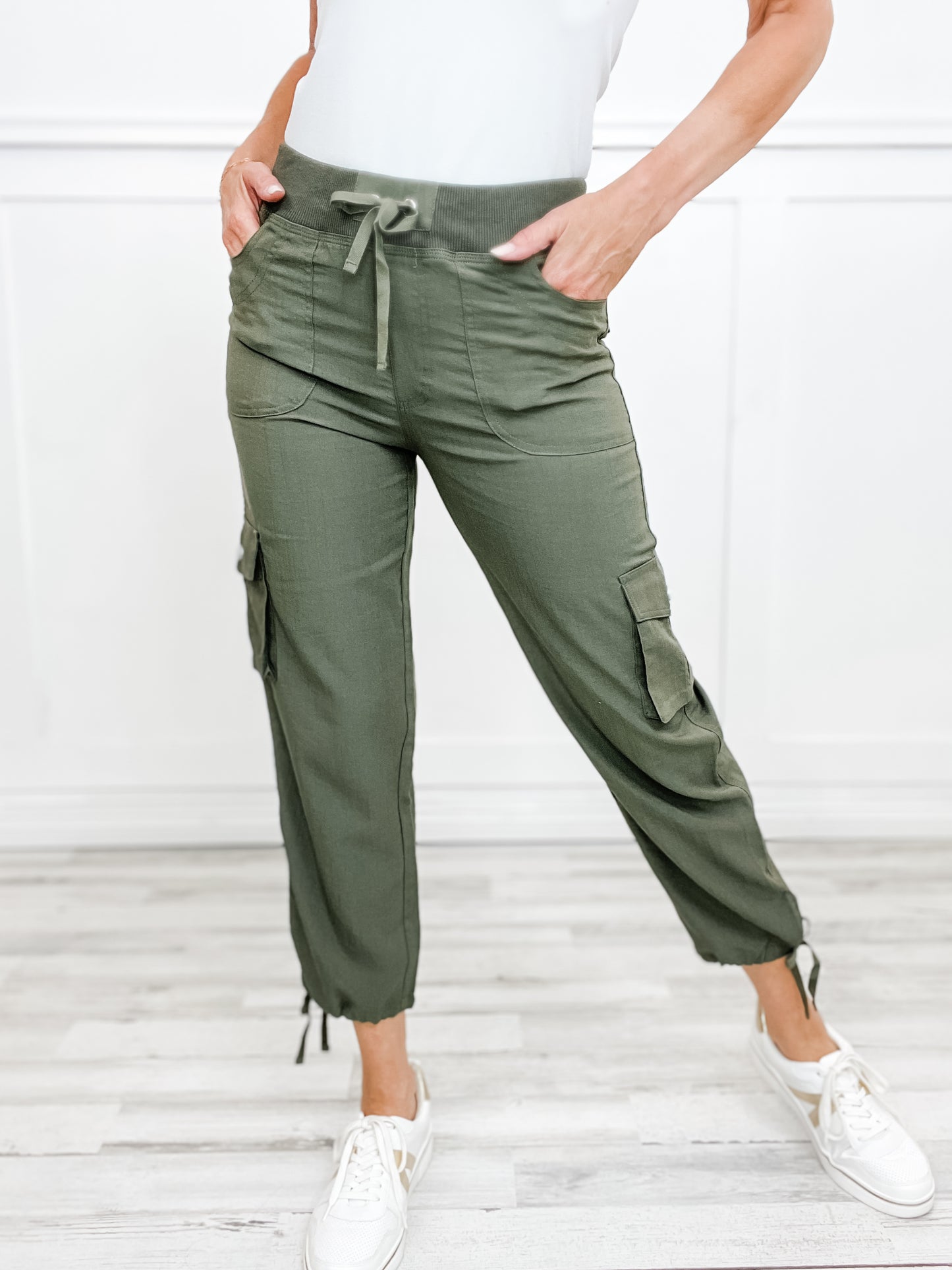 Draw String Nylon Cargo Pants