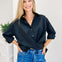 Poplin Roll-Up Long Sleeve Button Down Top